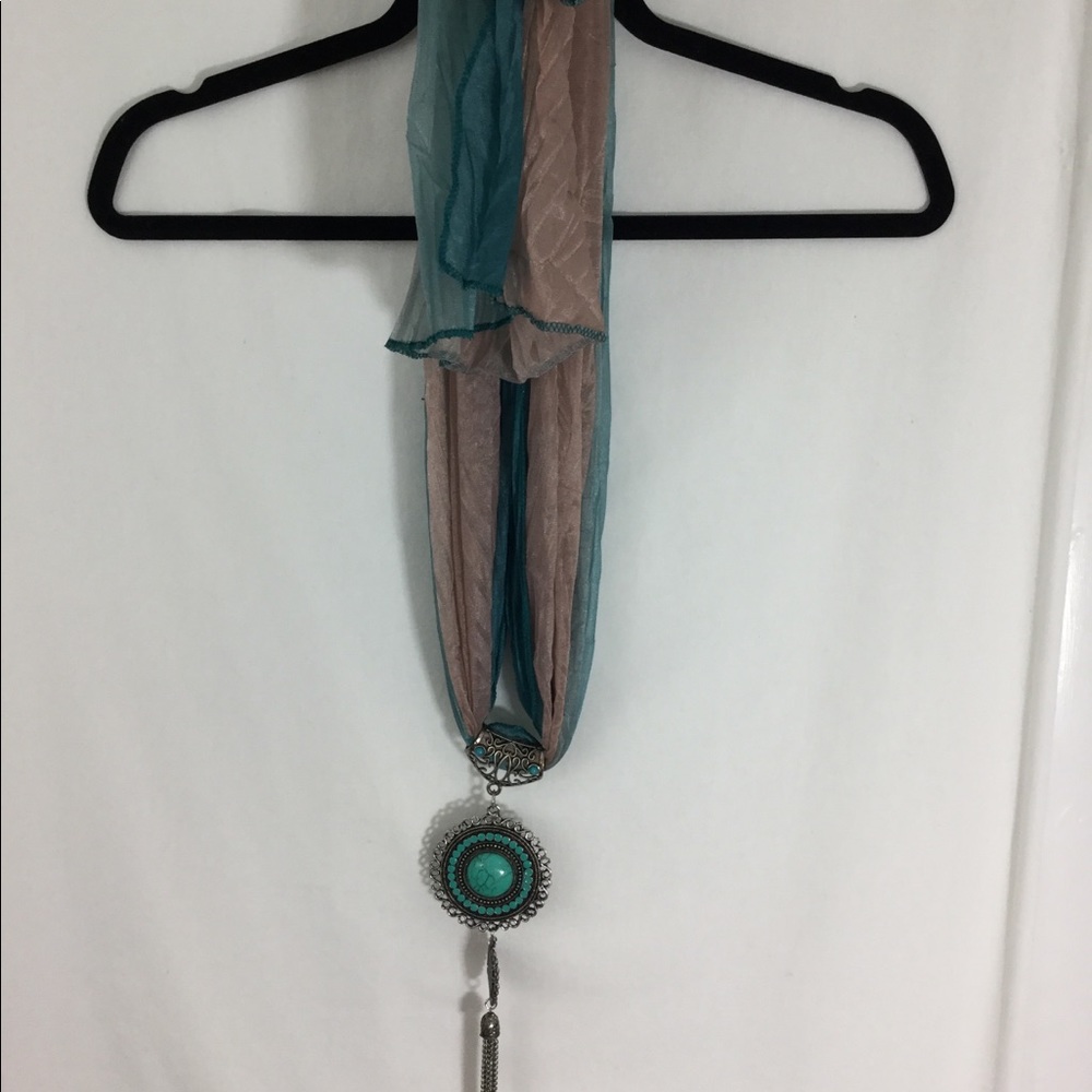 Scarf with Turquoise (color) and Metal Detail